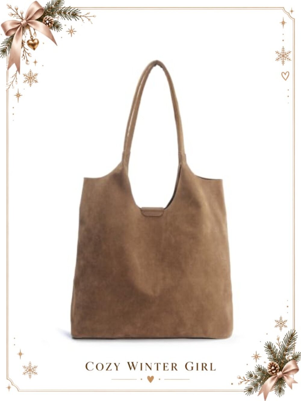 Faux Suede Hobo Tote Bag Magnetic Closure Shoulder Purse